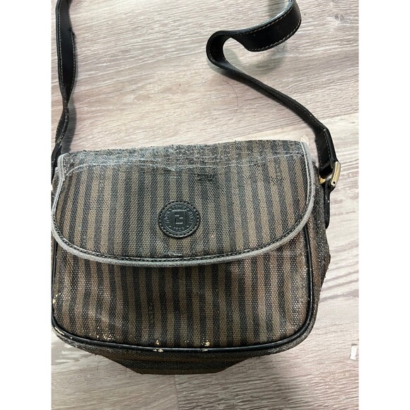 Vintage Authentic FENDI striped Crossbody Purse Small worn as is - Picture 2 of 9